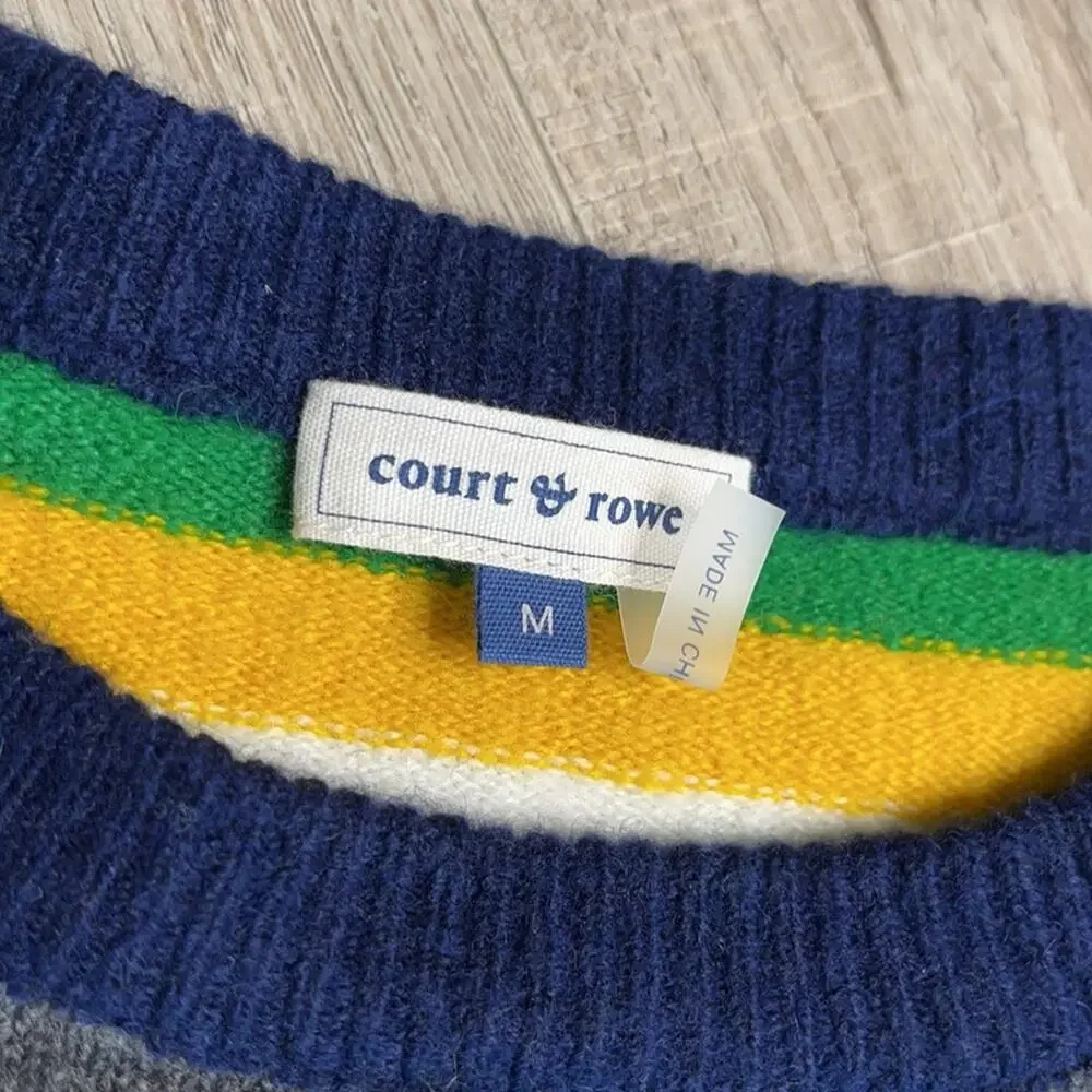 COURT & ROWE Green Navy Stripe Ivy League Wool Blend Sweater Women's Size Medium